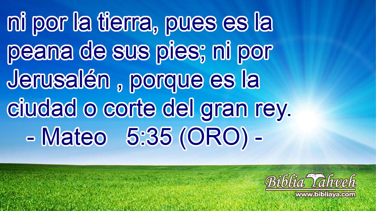 ni por la tierra, pues es la peana de sus pies; ni por Jerusalén , porque es la ciudad o corte del gran rey. 
