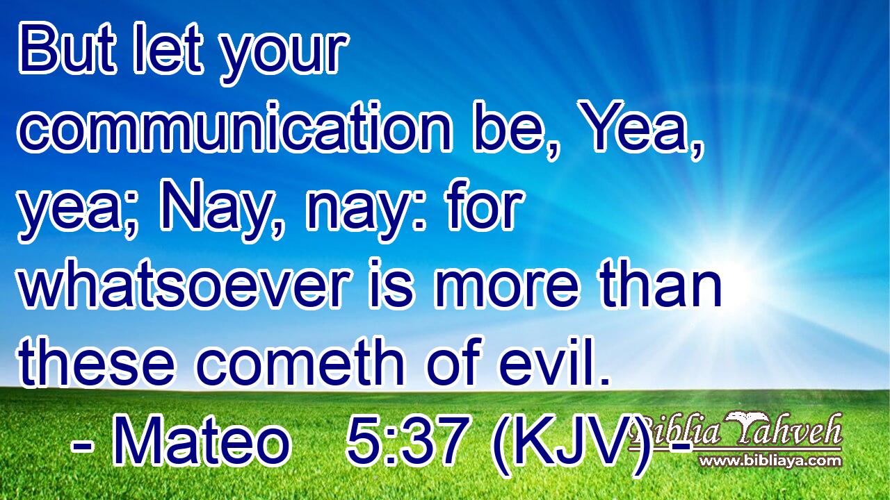 But let your communication be, Yea, yea; Nay, nay: for whatsoever is more than these cometh of evil.