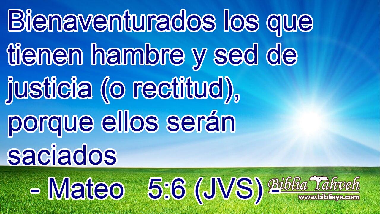 Bienaventurados los que tienen hambre y sed de justicia (o rectitud), porque ellos serán saciados