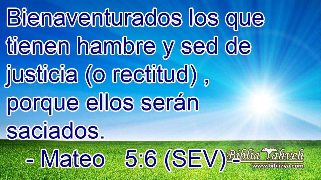 Bienaventurados los que tienen hambre y sed de justicia (o rectitud) , porque ellos serán saciados.