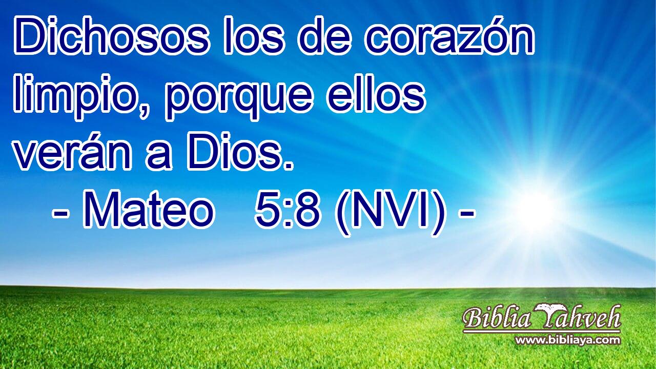  Dichosos los de corazón limpio, porque ellos verán a Dios. 