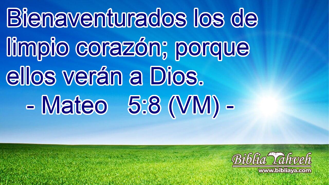  Bienaventurados los de limpio corazón; porque ellos verán a Dios. 