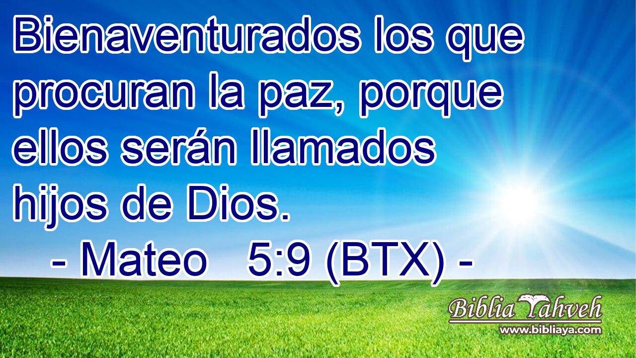 Bienaventurados los que procuran la paz, porque ellos serán llamados hijos de Dios.