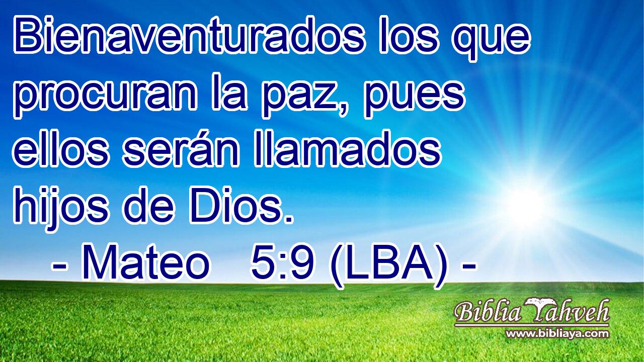 Bienaventurados los que procuran la paz, pues ellos serán llamados hijos de Dios.