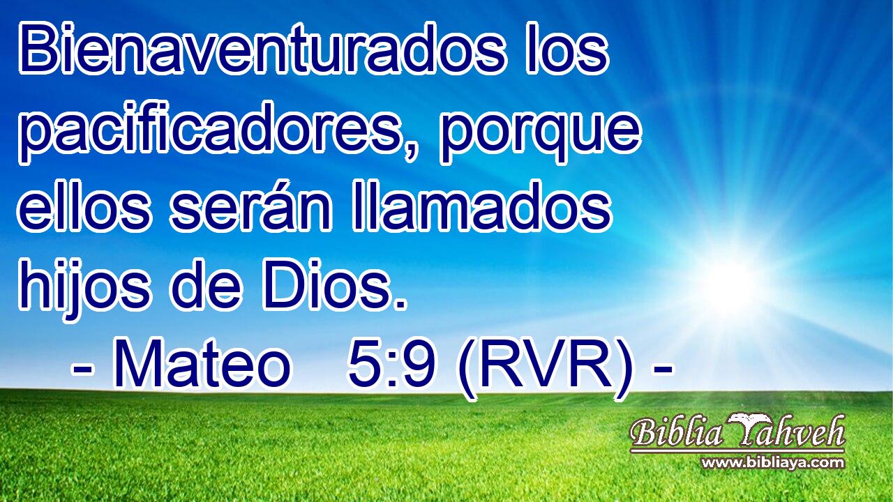 Bienaventurados los pacificadores, porque ellos serán llamados hijos de Dios.