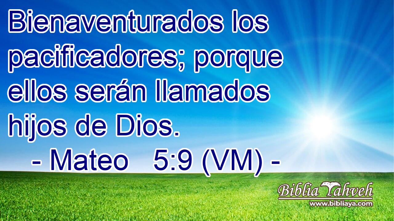  Bienaventurados los pacificadores; porque ellos serán llamados hijos de Dios. 