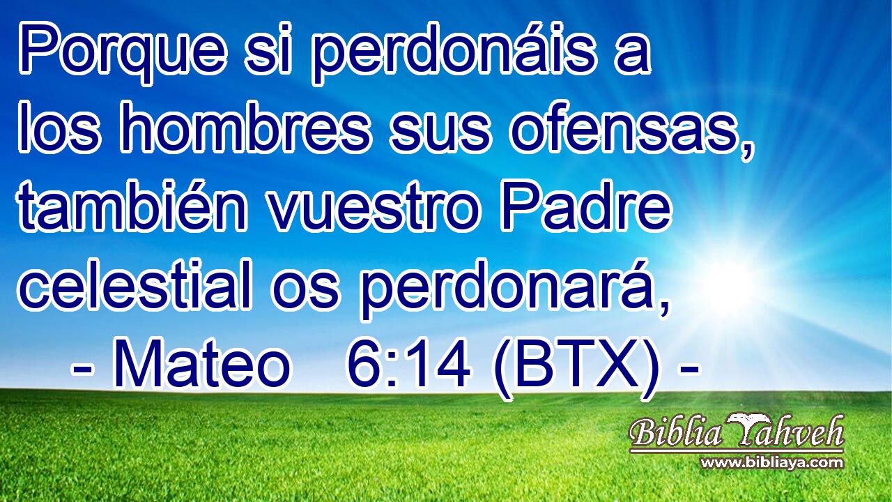 Porque si perdonáis a los hombres sus ofensas, también vuestro Padre celestial os perdonará,