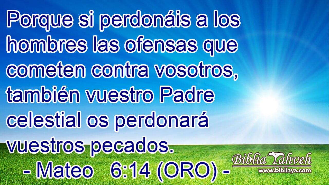  Porque si perdonáis a los hombres las ofensas que cometen contra vosotros, también vuestro Padre celestial os perdonará vuestros pecados. 