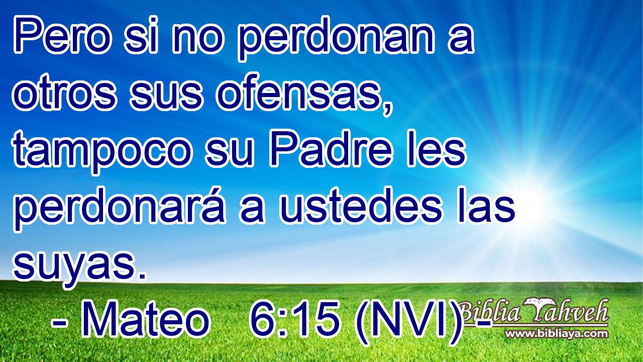  Pero si no perdonan a otros sus ofensas, tampoco su Padre les perdonará a ustedes las suyas. 
