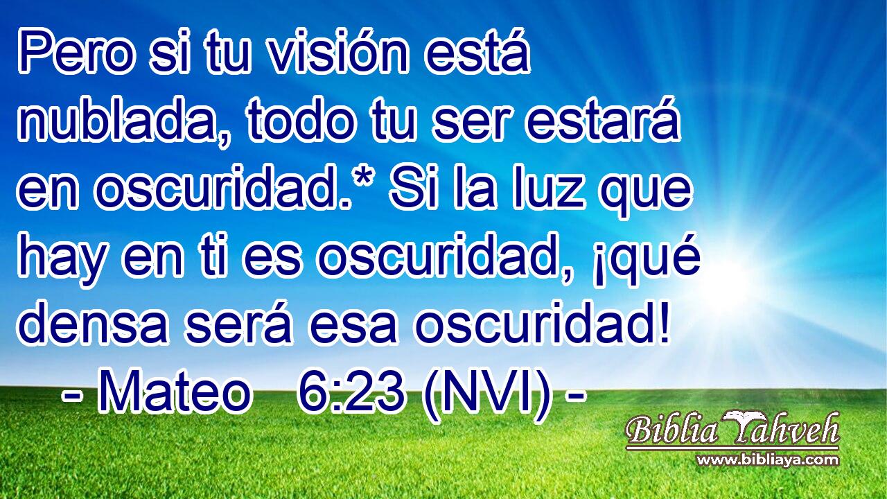  Pero si tu visión está nublada, todo tu ser estará en oscuridad.* Si la luz que hay en ti es oscuridad, ¡qué densa será esa oscuridad! 