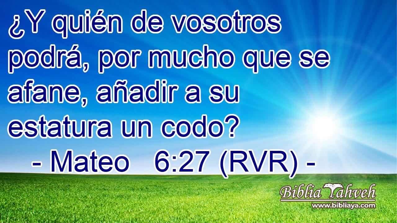 ¿Y quién de vosotros podrá, por mucho que se afane, añadir a su estatura un codo?