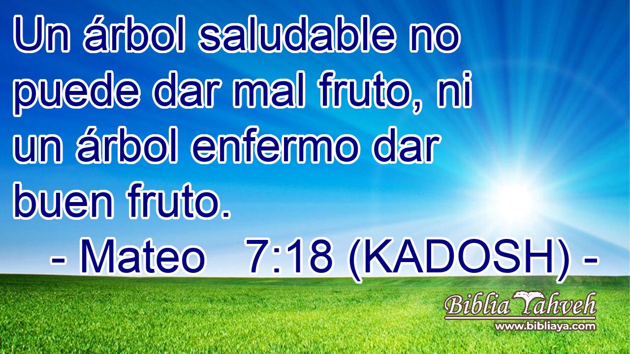  Un árbol saludable no puede dar mal fruto, ni un árbol enfermo dar buen fruto. 