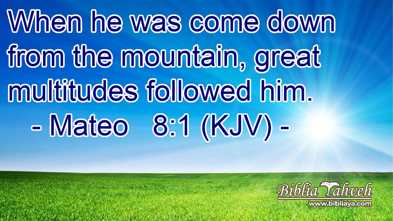 When he was come down from the mountain, great multitudes followed him.