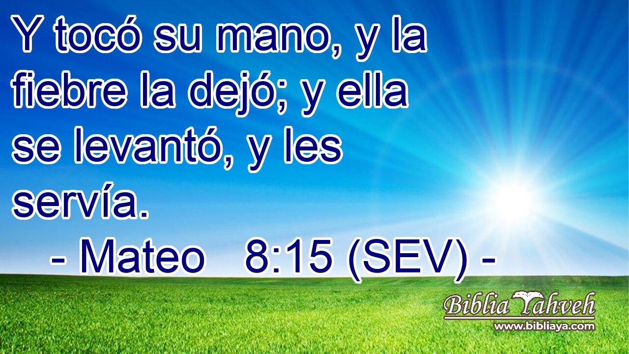 Y tocó su mano, y la fiebre la dejó; y ella se levantó, y les servía.