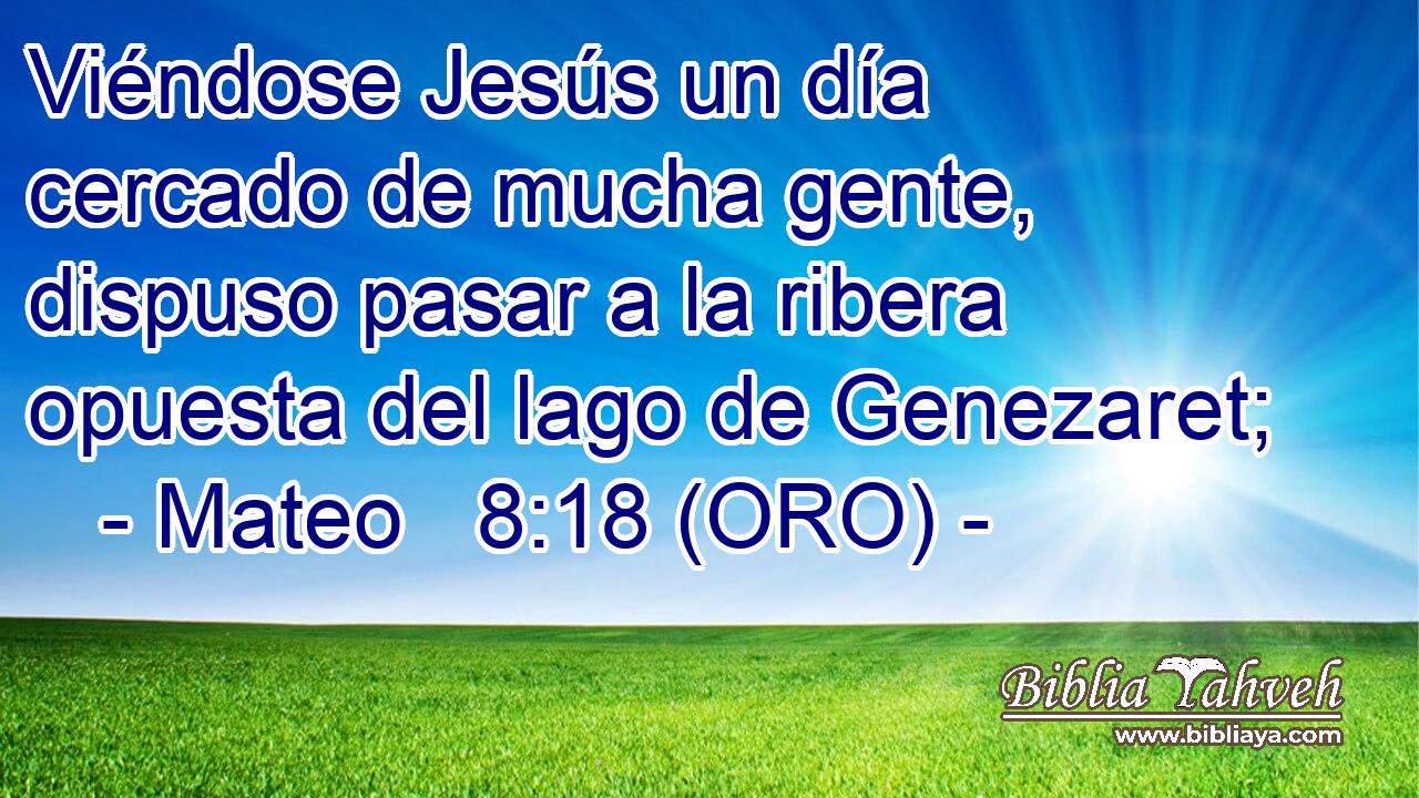  Viéndose Jesús un día cercado de mucha gente, dispuso pasar a la ribera opuesta del lago de Genezaret; 