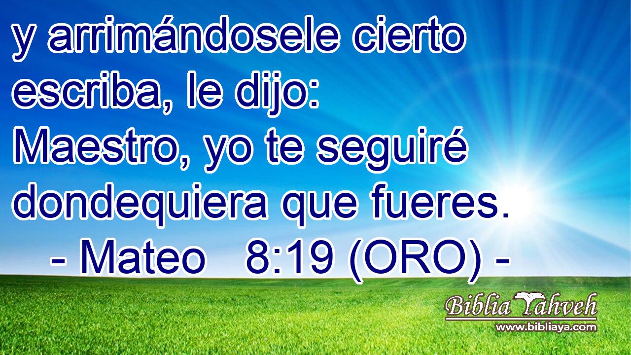  y arrimándosele cierto escriba, le dijo: Maestro, yo te seguiré dondequiera que fueres. 