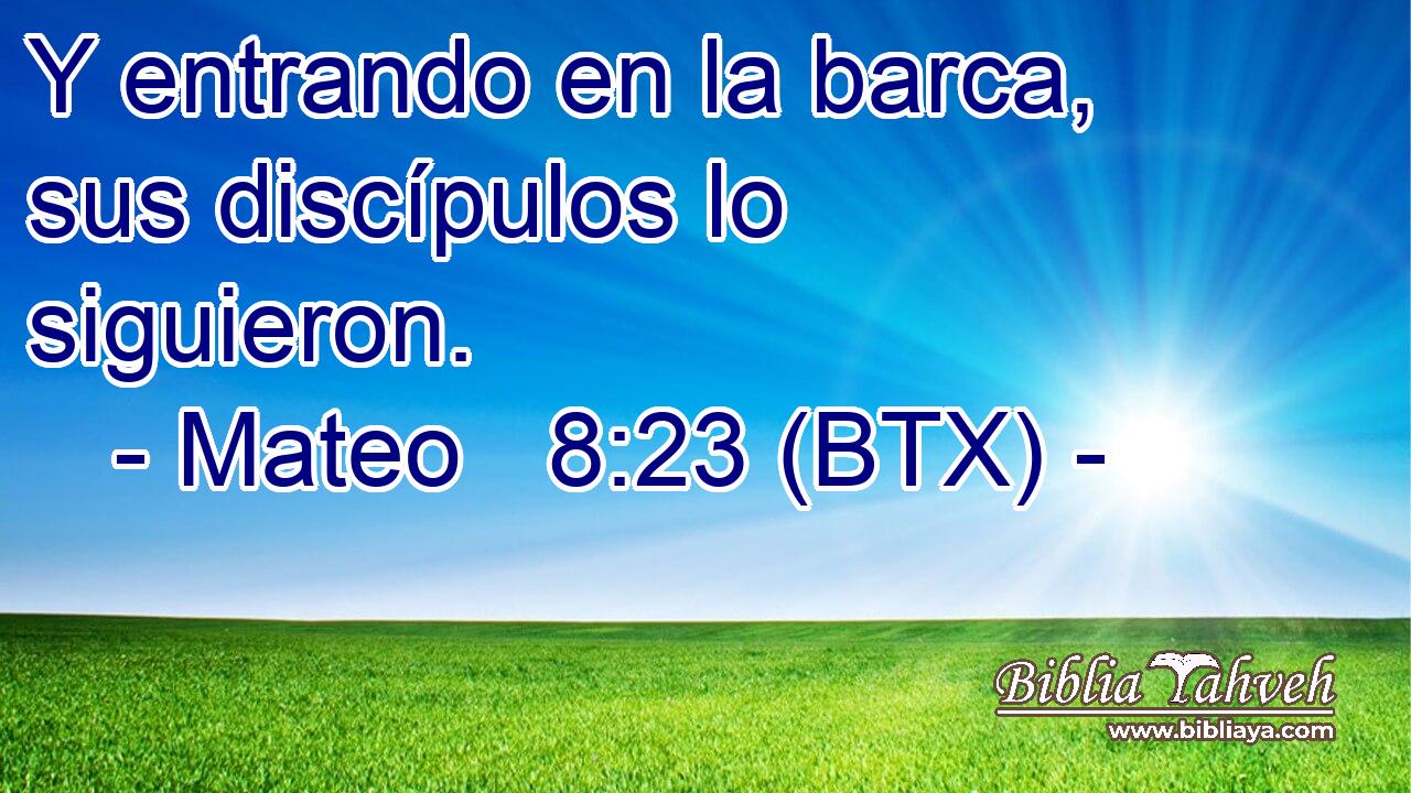 Y entrando en la barca, sus discípulos lo siguieron.