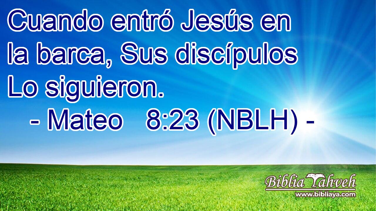  Cuando entró Jesús en la barca, Sus discípulos Lo siguieron. 