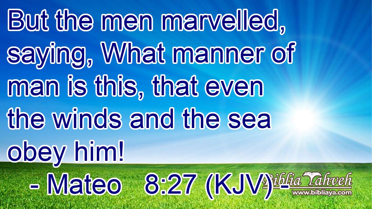 But the men marvelled, saying, What manner of man is this, that even the winds and the sea obey him!