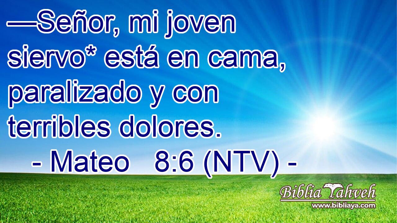 —Señor, mi joven siervo* está en cama, paralizado y con terribles dolores.