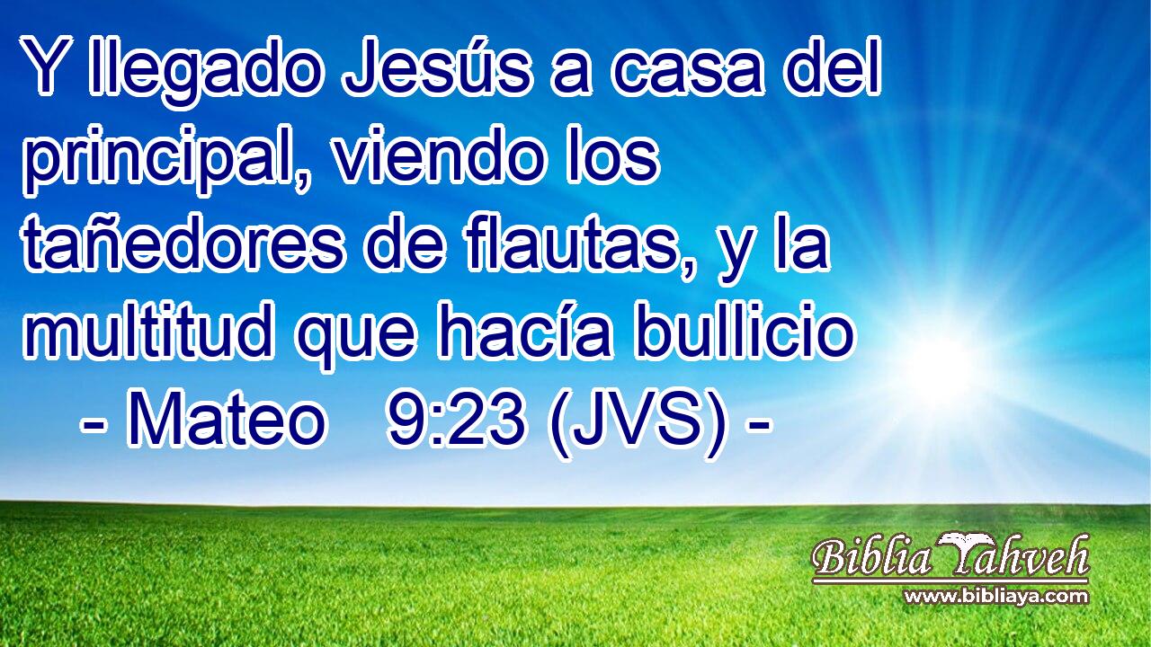 Y llegado Jesús a casa del principal, viendo los tañedores de flautas, y la multitud que hacía bullicio