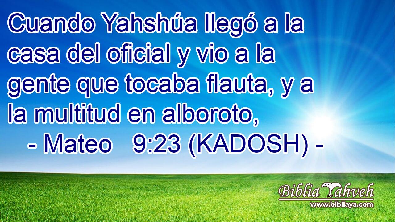  Cuando Yahshúa llegó a la casa del oficial y vio a la gente que tocaba flauta, y a la multitud en alboroto, 