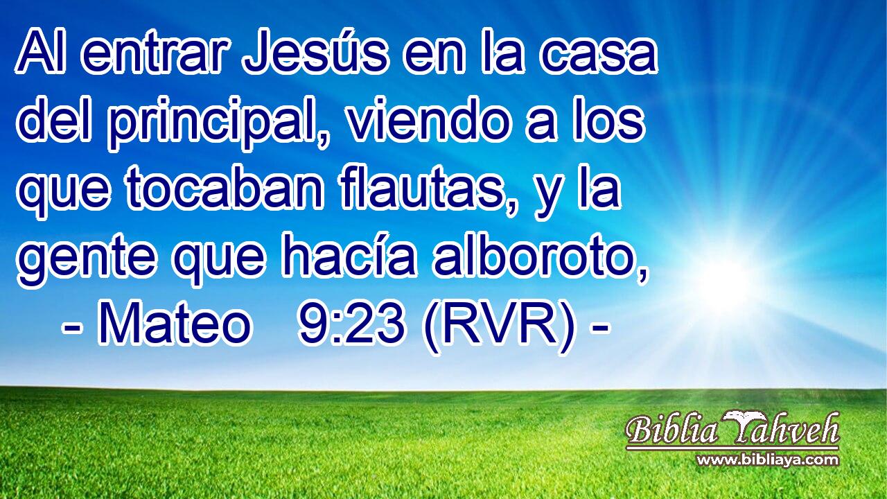 Al entrar Jesús en la casa del principal, viendo a los que tocaban flautas, y la gente que hacía alboroto,