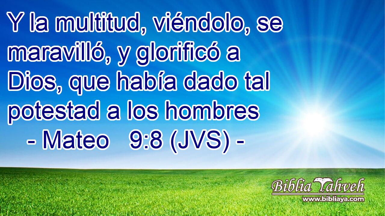 Y la multitud, viéndolo, se maravilló, y glorificó a Dios, que había dado tal potestad a los hombres