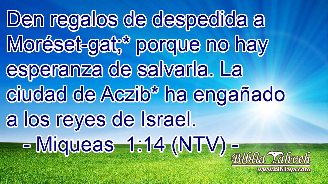 Den regalos de despedida a Moréset-gat;* porque no hay esperanza de salvarla. La ciudad de Aczib* ha engañado a los reyes de Israel.