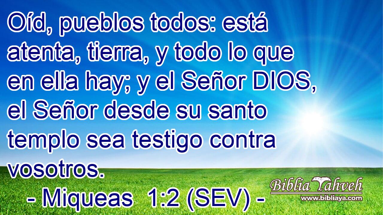 Oíd, pueblos todos: está atenta, tierra, y todo lo que en ella hay; y el Señor DIOS, el Señor desde su santo templo sea testigo contra vosotros.
