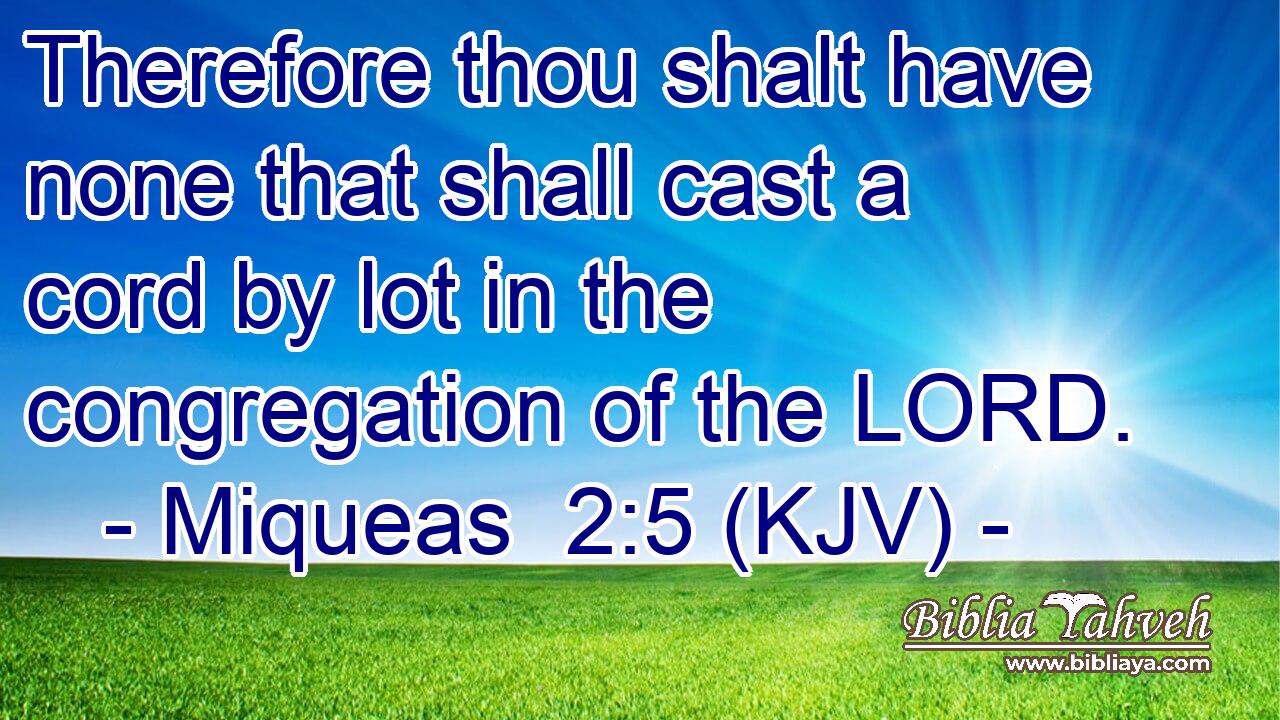 Therefore thou shalt have none that shall cast a cord by lot in the congregation of the LORD.