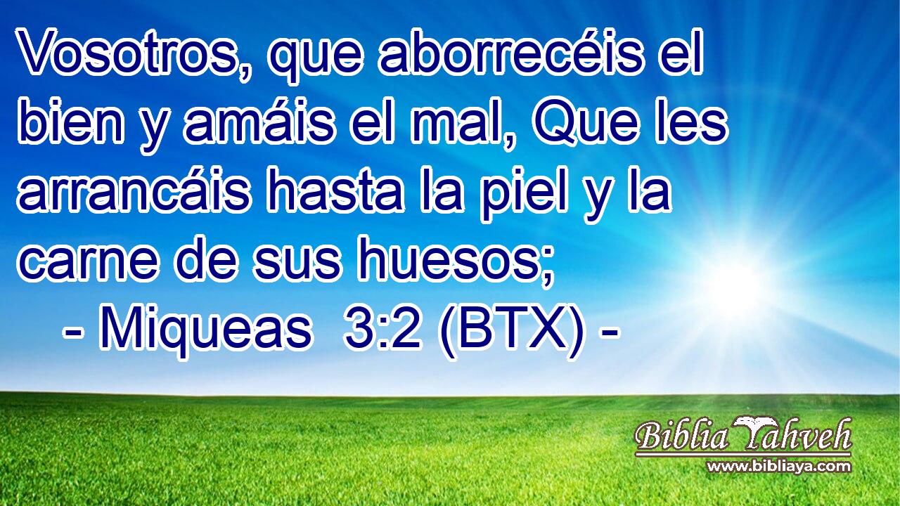 Vosotros, que aborrecéis el bien y amáis el mal, Que les arrancáis hasta la piel y la carne de sus huesos;