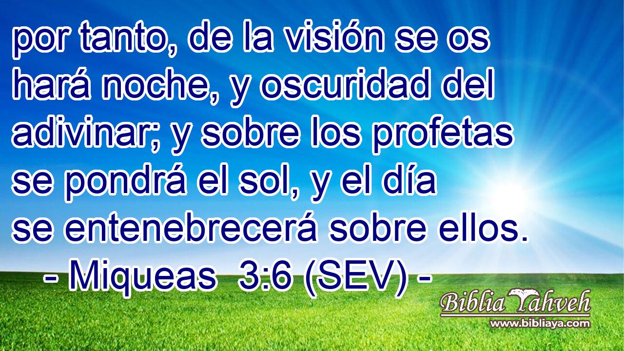 por tanto, de la visión se os hará noche, y oscuridad del adivinar; y sobre los profetas se pondrá el sol, y el día se entenebrecerá sobre ellos.
