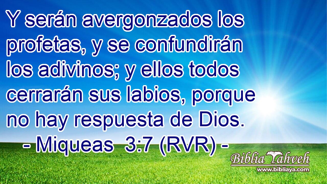 Y serán avergonzados los profetas, y se confundirán los adivinos; y ellos todos cerrarán sus labios, porque no hay respuesta de Dios.