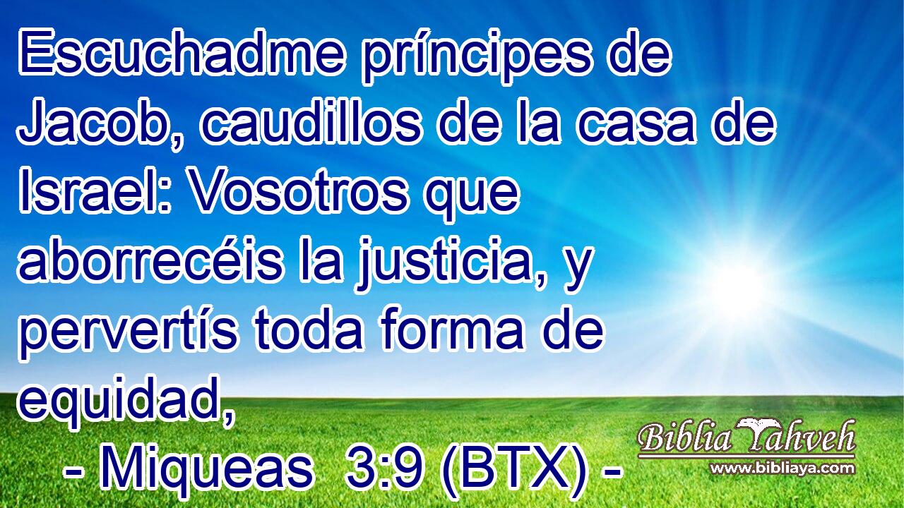 Escuchadme príncipes de Jacob, caudillos de la casa de Israel: Vosotros que aborrecéis la justicia, y pervertís toda forma de equidad,