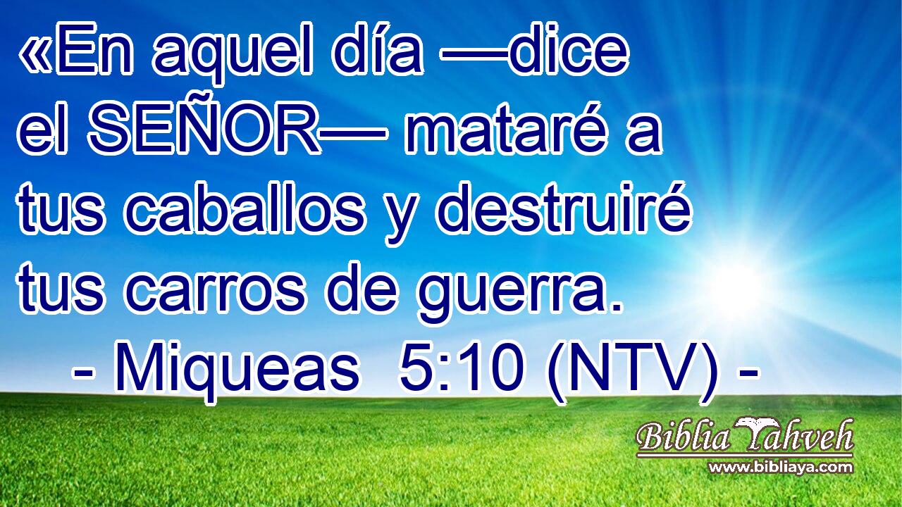 «En aquel día —dice el SEÑOR— mataré a tus caballos y destruiré tus carros de guerra.