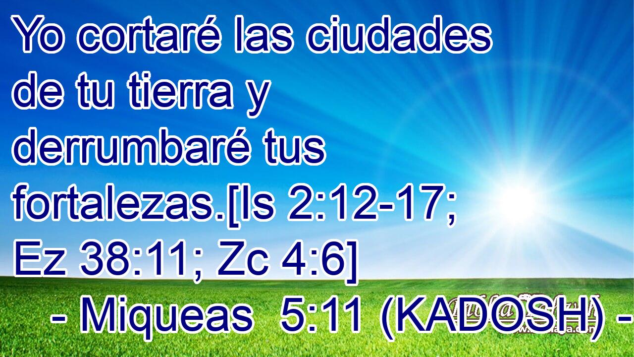  Yo cortaré las ciudades de tu tierra y derrumbaré tus fortalezas.[Is 2:12-17; Ez 38:11; Zc 4:6] 