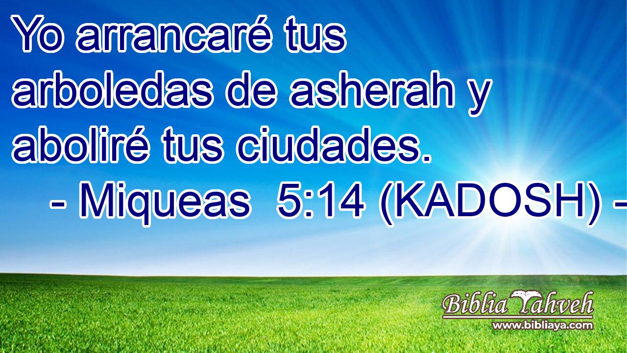  Yo arrancaré tus arboledas de asherah y aboliré tus ciudades. 