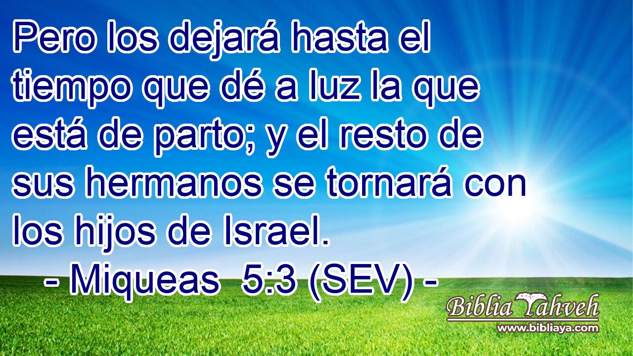 Pero los dejará hasta el tiempo que dé a luz la que está de parto; y el resto de sus hermanos se tornará con los hijos de Israel.