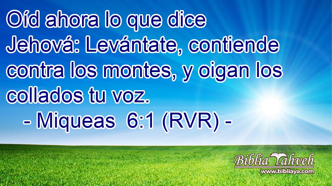 Oíd ahora lo que dice Jehová: Levántate, contiende contra los montes, y oigan los collados tu voz.