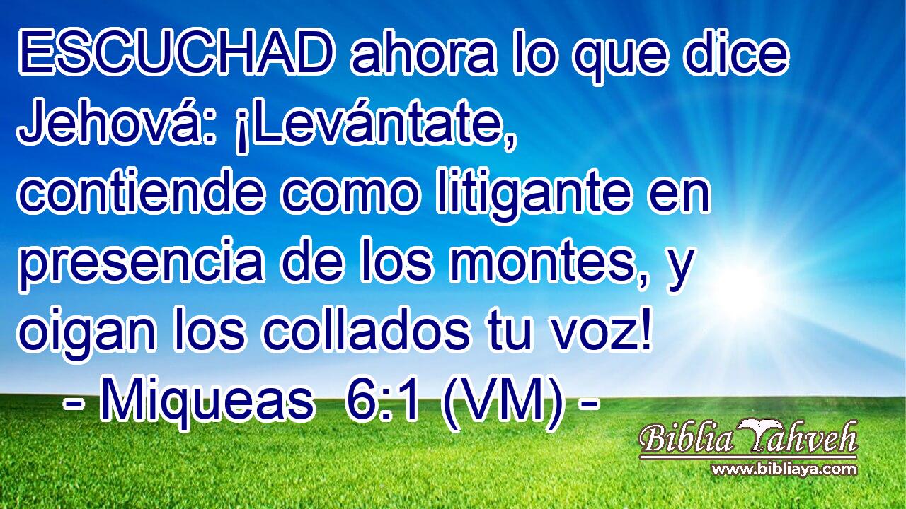  ESCUCHAD ahora lo que dice Jehová: ¡Levántate, contiende como litigante en presencia de los montes, y oigan los collados tu voz! 