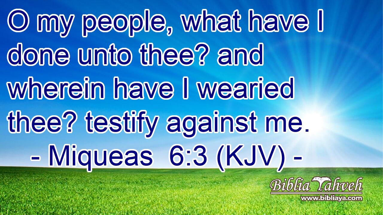 O my people, what have I done unto thee? and wherein have I wearied thee? testify against me.