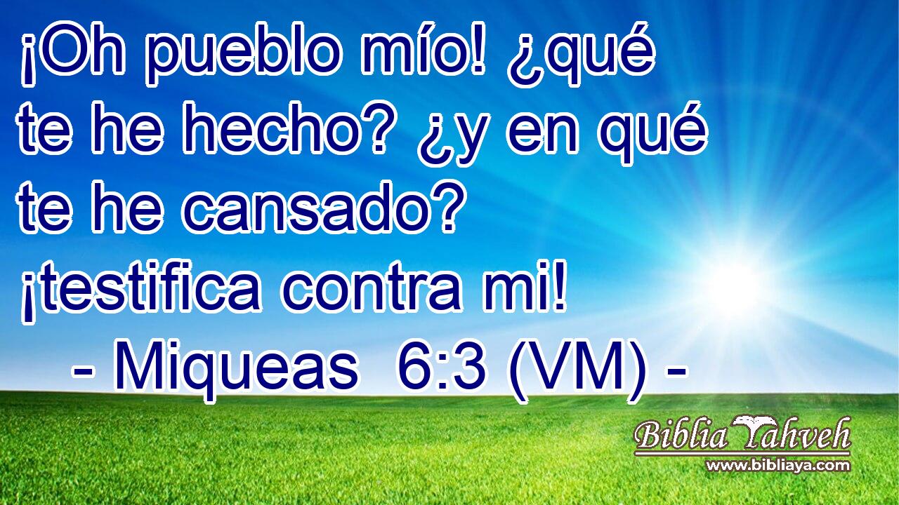  ¡Oh pueblo mío! ¿qué te he hecho? ¿y en qué te he cansado? ¡testifica contra mi! 