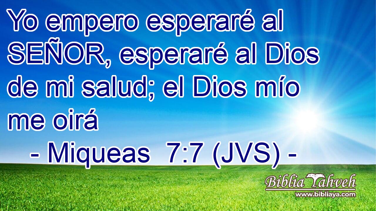 Yo empero esperaré al SEÑOR, esperaré al Dios de mi salud; el Dios mío me oirá
