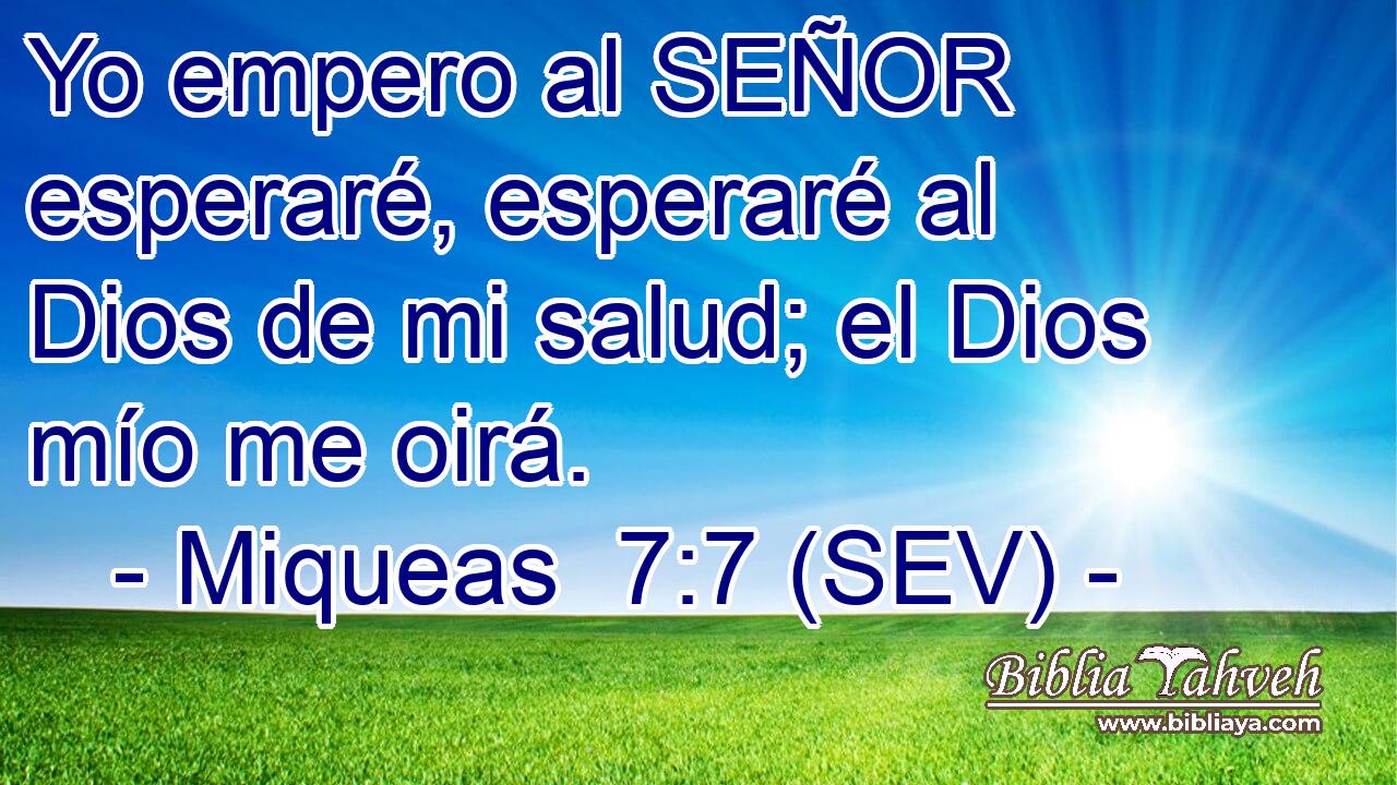 Yo empero al SEÑOR esperaré, esperaré al Dios de mi salud; el Dios mío me oirá.