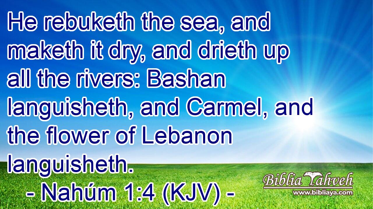 He rebuketh the sea, and maketh it dry, and drieth up all the rivers: Bashan languisheth, and Carmel, and the flower of Lebanon languisheth.