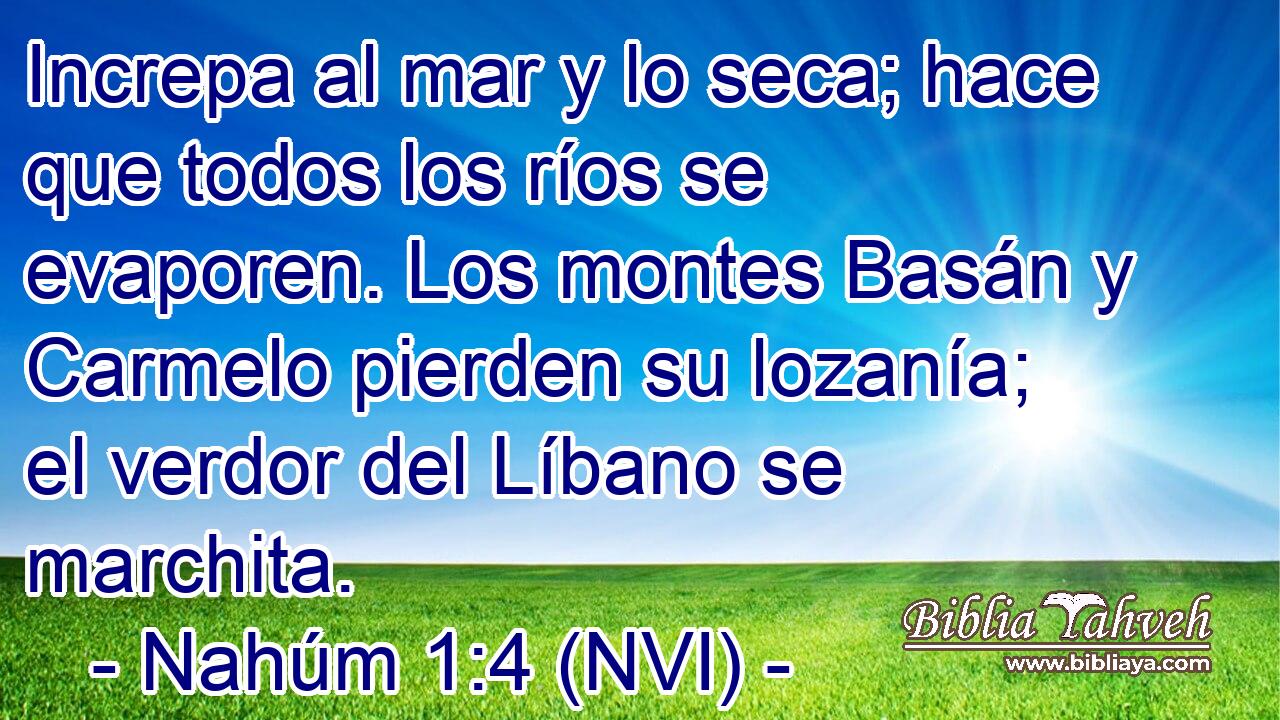  Increpa al mar y lo seca; hace que todos los ríos se evaporen. Los montes Basán y Carmelo pierden su lozanía; el verdor del Líbano se marchita. 