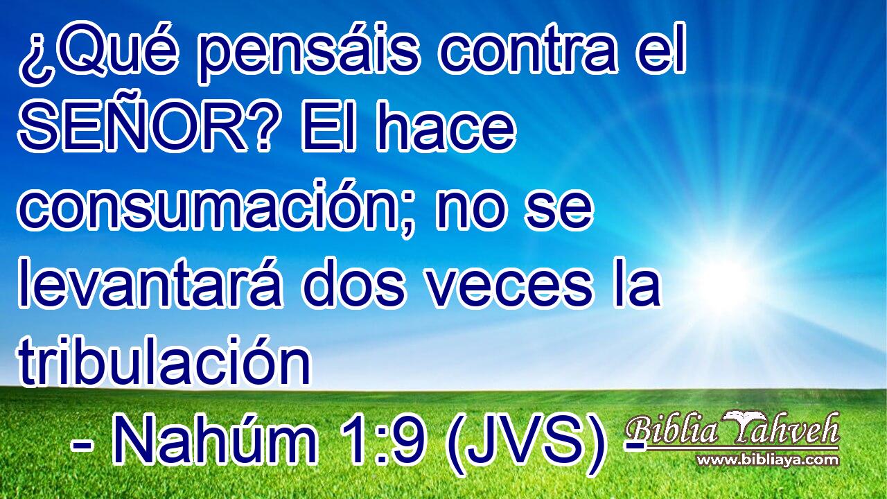 ¿Qué pensáis contra el SEÑOR? El hace consumación; no se levantará dos veces la tribulación
