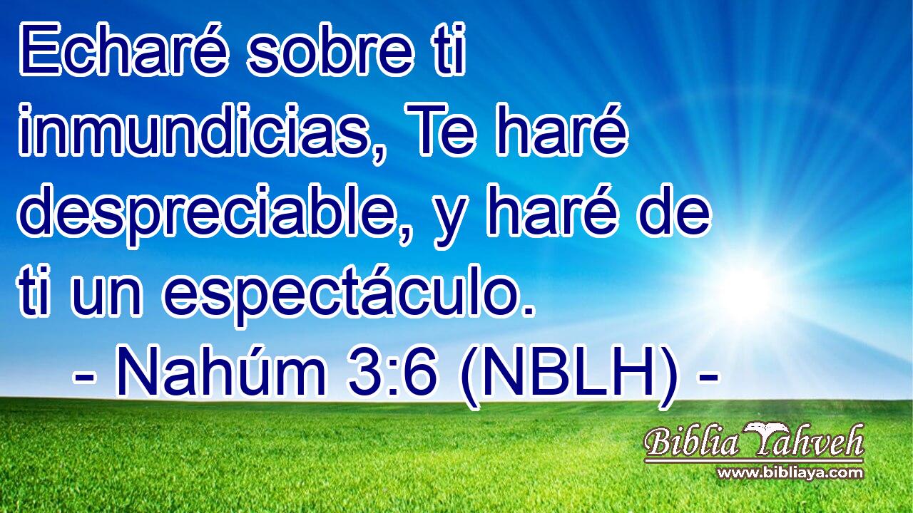  Echaré sobre ti inmundicias, Te haré despreciable, y haré de ti un espectáculo. 