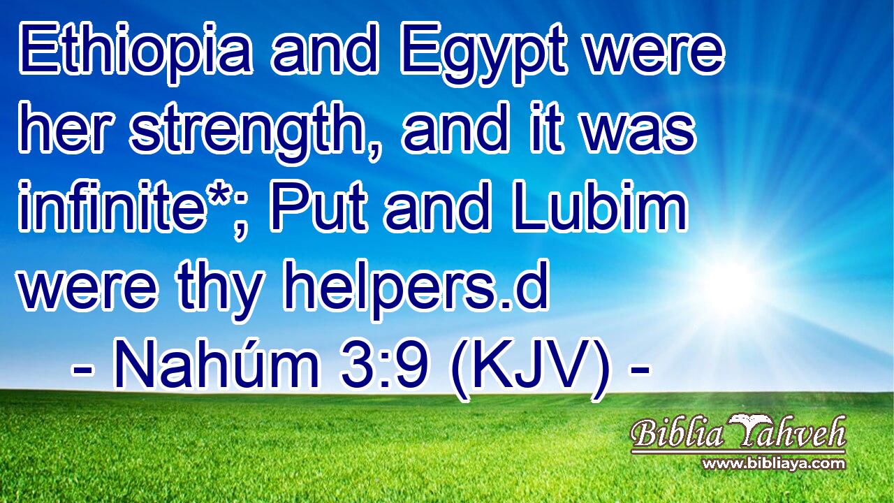 Ethiopia and Egypt were her strength, and it was infinite*; Put and Lubim were thy helpers.d